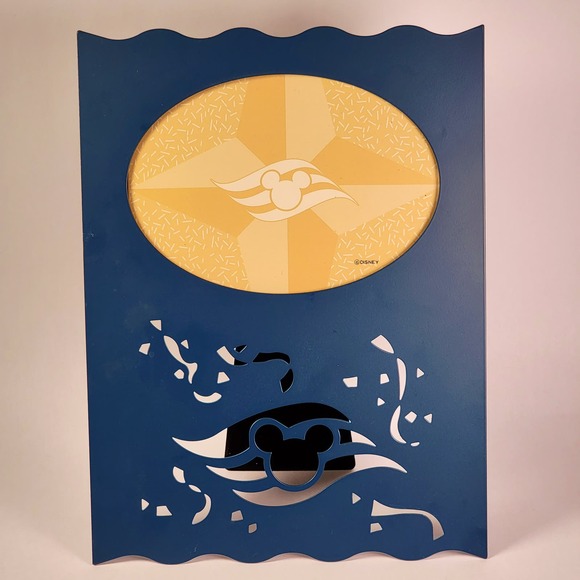 Disney Cruise Line Mickey Mouse AAA Exclusive‎ Blue Metal 5x7 Picture Frame EUC - Picture 1 of 7